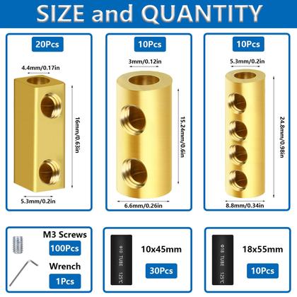 Imagem de Conectores de fio smseace 80 unidades de calibre 6/8/10 com tubos termorretráteis