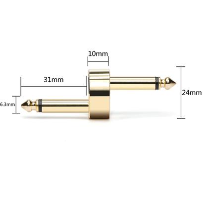 Imagem de Conectores de pedal de guitarra AZOR, pacote com 6, 6,35 mm, macho para macho