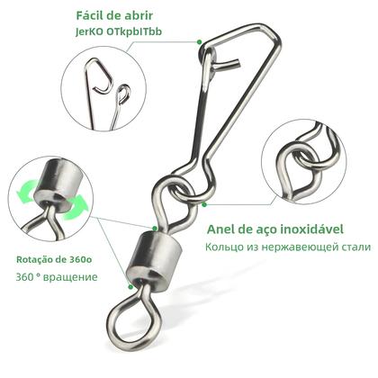 Imagem de Conectores de Pesca - 10 a 100 Peças - Giratórios com Rolha e Snap