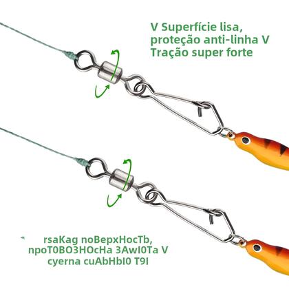 Imagem de Conectores de Pesca - 10 a 100 Peças - Giratórios com Rolinho e Snap