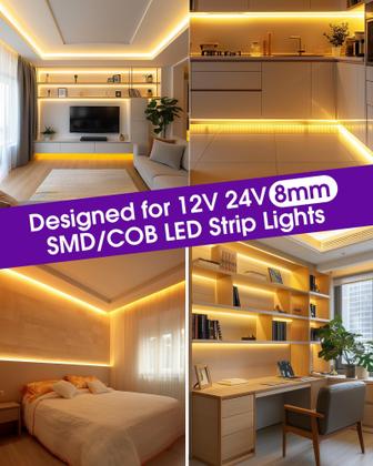 Imagem de Conectores LED HitLights sem solda de 2 pinos e 8 mm, pacote com 12 V, 12 V a 24 V