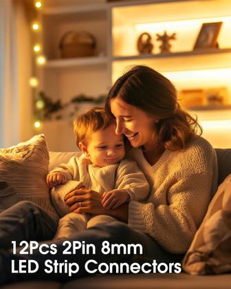 Imagem de Conectores LED HitLights sem solda de 2 pinos e 8 mm, pacote com 12 V, 12 V a 24 V