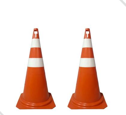 Imagem de Cones de 50 cm para treino funciomal em PVC rigido Laranja e Branco envio imediato kit com 10 Pçs