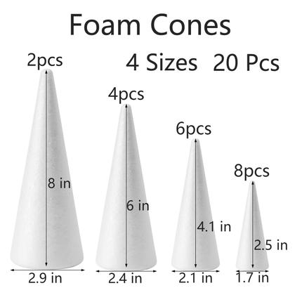 Imagem de Cones de espuma artesanal FFChuanhe de 6,5 a 20 cm, pacote variado com 20