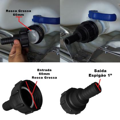 Imagem de Conexão Adaptador Espigão 2x1 Pol Container Ibc 1000l