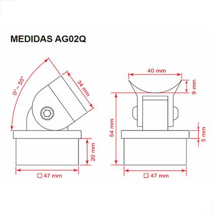 Imagem de Conexão Angular AG02Q Quadrada Tubo 2 Polegadas - Cromado