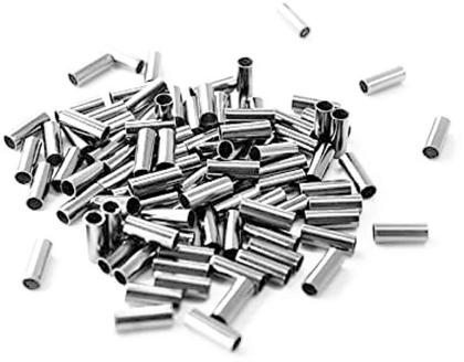 Imagem de Conexão/anilha/luva número 2 em metal niquelado p/ cabo de aço de pesca C/200 Pçs