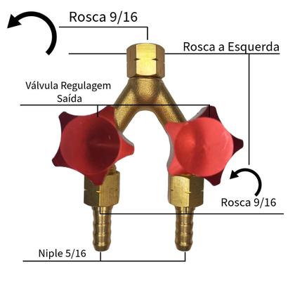 Imagem de Conexão Dupla Saida Em Y Acetileno C/ Niples