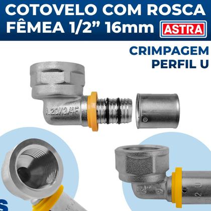 Imagem de Conexão Pex P/gás 1/2 Rosca Fêmea Cotovelo 16mm Astra