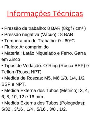 Imagem de Conexão Pneumática Reta Macho Rosca 1/4 Bsp X Tubo 12 Mm