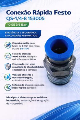 Imagem de Conexão Rápida Festo Qs-1/4-8 153005 -0.95 À 6 Bar