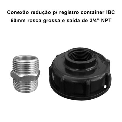 Imagem de Conexão Redução Para Container Ibc Rosca Grossa 2 X 3/4" Npt