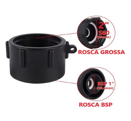 Imagem de Conexão Redução Para Container Ibc Rosca Grossa 60x32mm Ofa