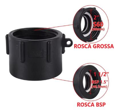 Imagem de Conexão Redução Para Container Ibc Rosca Grossa 60x40mm Ofa