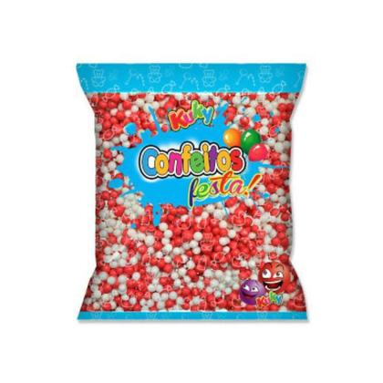 Imagem de Confeito Comestível Açucarado Sprinkles Branco e Vermelho 