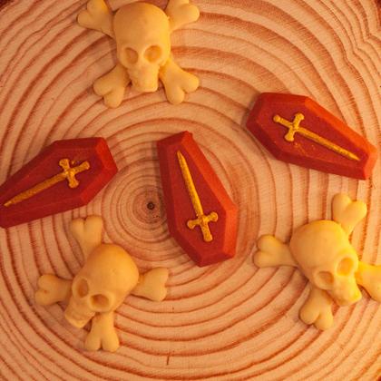 Imagem de Confeitos De Açúcar - Kit Caixao/Caveira - 4cm x 3cm - Cod. HLW002 - 6 unidades - Rizzo