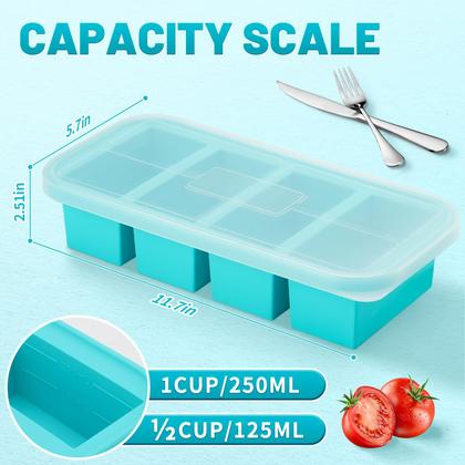 Imagem de Congelador molda AgiGear Silicone com tampas Recipiente de sopa de 250 ml