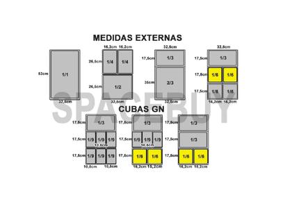 Imagem de CONJ 18 CUBAS Gastronômicas Em INOX GN 1/6x65 mm 900 ml Sem TAMPA ZAHAV