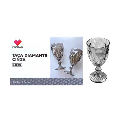 Imagem de Conj 18 Taças Diamante 340ml Cinza Bico de Jaca