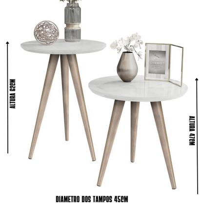 Imagem de Conj. 2 mesinhas Classic Apoio e Lateral off white pés palito - Compre Aqui