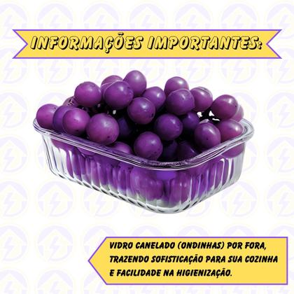 Imagem de Conj 3 Pote Hemértico Canelado 640ML Vidro Forte Forno Freezer