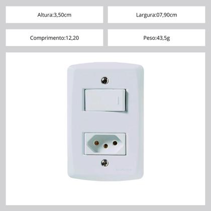 Imagem de Conj. 4X2 - 1 interruptor simples + 1 tomada 2P+T 10A 250V Tramontina Branco