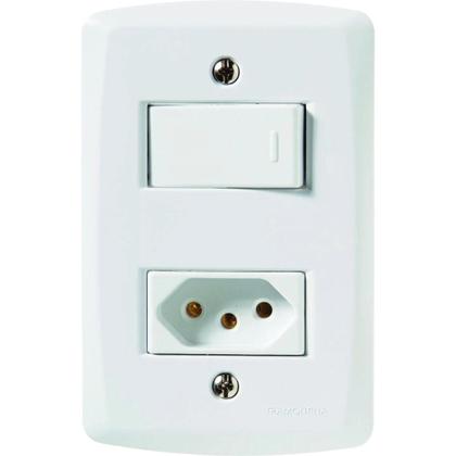 Imagem de Conj. 4X2 - 1 interruptor simples + 1 tomada 2P+T 10A 250V Tramontina Branco
