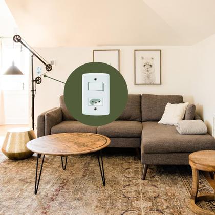 Imagem de Conj. 4X2 - 1 interruptor simples + 1 tomada 2P+T 10A 250V Tramontina Branco