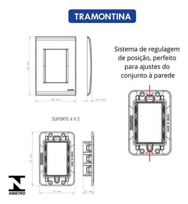 Imagem de Conj. 4x2 Tomada dupla 20a branca + vermelha Liz Tramontina