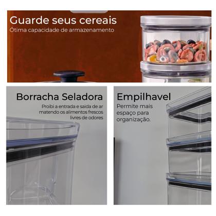 Imagem de Conj 5 Pote Herméticos Porta Alimento 580 1300 2200 2600 Ml 
