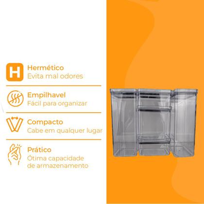 Imagem de Conj 5 Pote Herméticos Porta Alimento 580 1300 2200 2600 Ml 