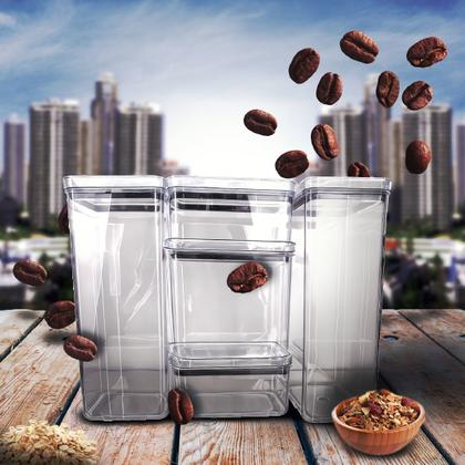 Imagem de Conj 5 Pote Herméticos Porta Alimento 580 1300 2200 2600 Ml 