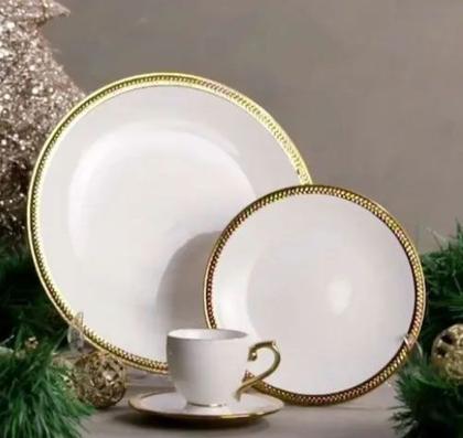 Imagem de Conj. 6 Pratos Sobremesa Porcelana Dourado Paddy 19cm Wolff