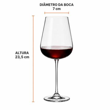 Imagem de Conj 6 Taças Cristal Ardea Bohemia 540ml Vinho Tinto Titanium