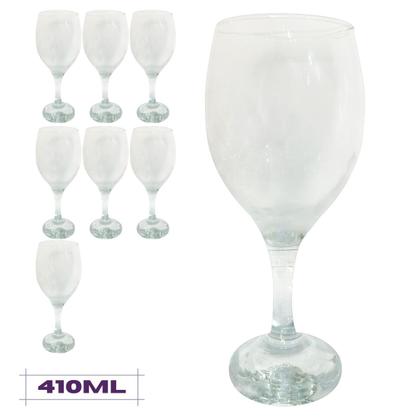 Imagem de Conj 8 Taças De Vinho 410ml Vidro Transparente Água