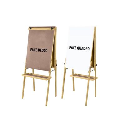 Imagem de Conj Cavalete Flip Chart Porta Bloco Dupla Face Com Quadro Branco 2511 + Bloco Flip Chart 50 Fls + 3 Marcador Qdo Bco + 3 Pincéis Atômicos + Apagador 