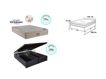 Imagem de Conj. Colchão Ortobom Airtech 138x188x30 c/ Cama Box Baú Bipartido 138x188