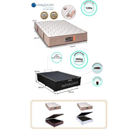 Imagem de Conj. Colchão Sankonfort Tranquillité  Casal Padrão Viúva 128x188x30 + Cama Box Baú 128x188