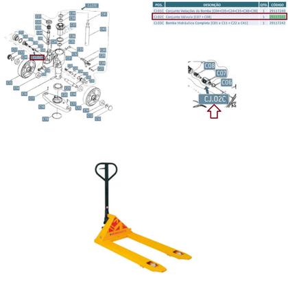 Imagem de Conj. Corpo da Válvula + Assento P/ Transpallet 2.0 ton V2