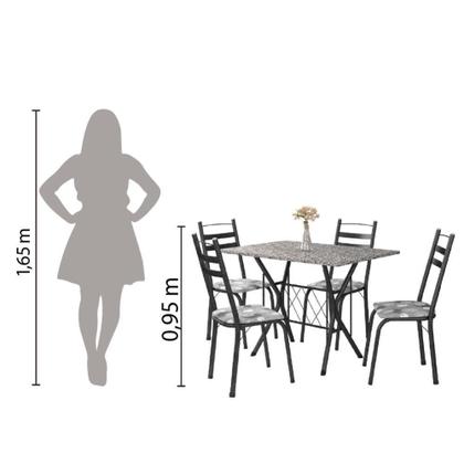 Imagem de Conj De Mesa Itália Com 4 Cadeiras 1,20m Dark/ Granitado