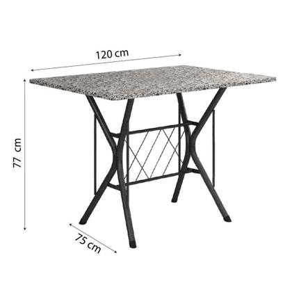 Imagem de Conj De Mesa Itália Com 4 Cadeiras 1,20m Dark/ Granitado