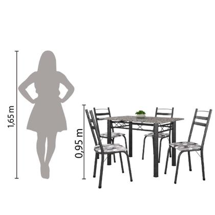 Imagem de Conj De Mesa Itália Com 4 Cadeiras 1,20m Dark/Granito