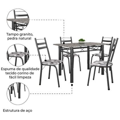 Imagem de Conj De Mesa Itália Com 4 Cadeiras 1,20m Dark/Granito