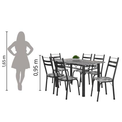 Imagem de Conj De Mesa Itália Com 6 Cadeiras 1,40m Granito/Dark