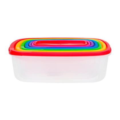 Imagem de Conj. De Potes Retangulares Com Tampas Coloridas Freezer