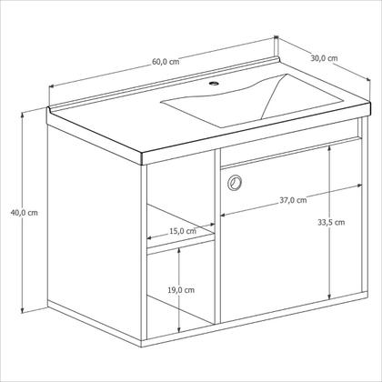 Imagem de Conj Gabinete c/ Espelheira e Cuba para Banheiro Éden Branco