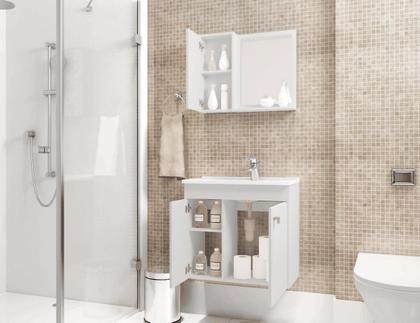 Imagem de Conj Gabinete e Espelheira Zurique p/ Banheiro Branco