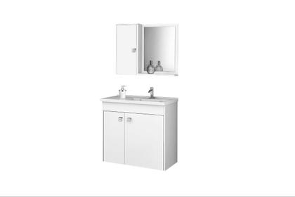 Imagem de Conj Gabinete e Espelheira Zurique p/ Banheiro Branco