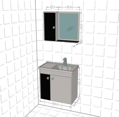 Imagem de Conj Gabinete e Espelheira Zurique p/ Banheiro Branco