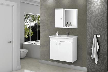 Imagem de Conj Gabinete e Espelheira Zurique p/ Banheiro Branco